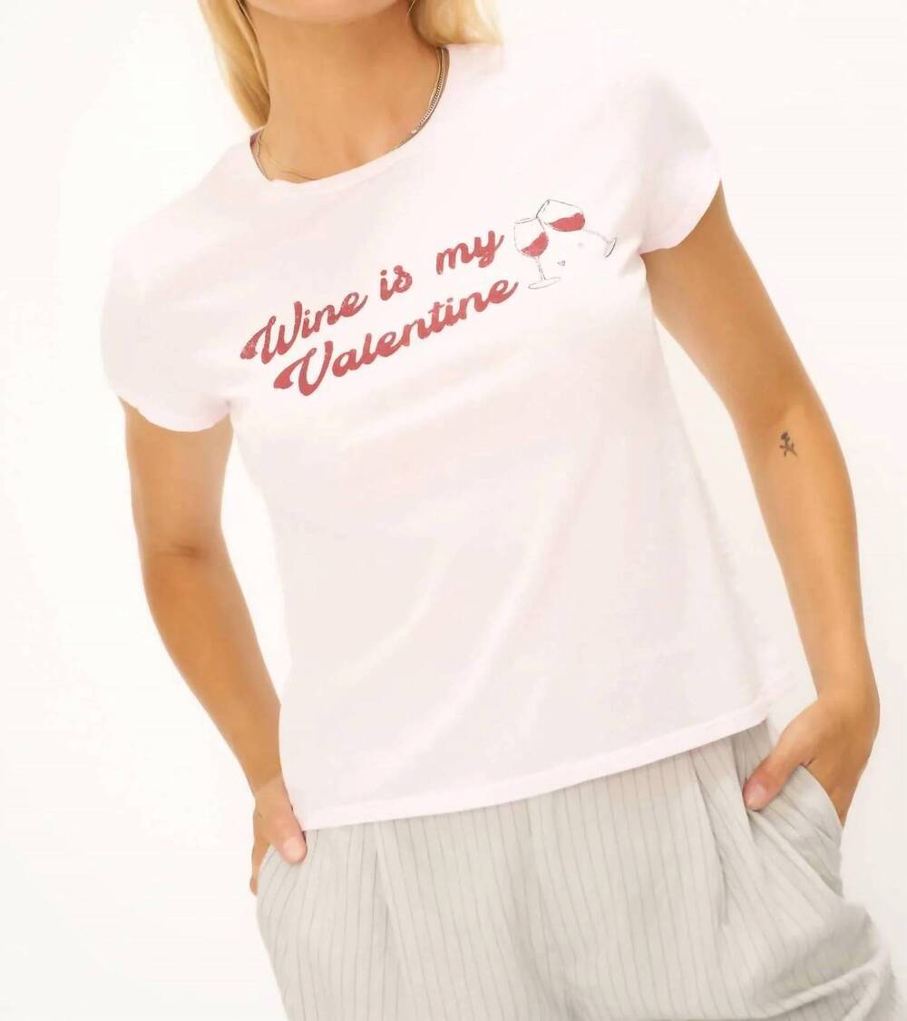 NEW PROJECT SOCIAL T women's wine is my valentine graphic top in cosmo pink